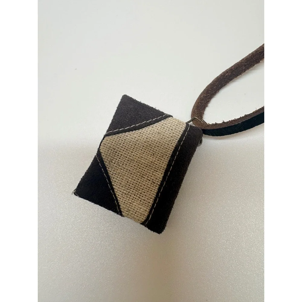 Our Adventure Book Miniature Journal Pendant Necklace Brown Suede Burlap